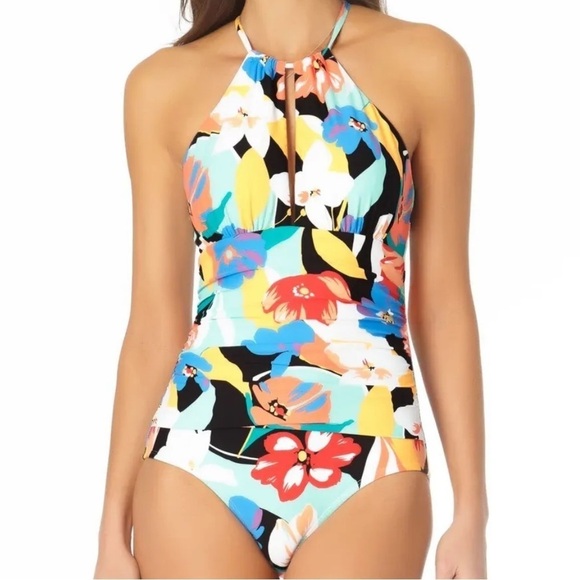 Anne Cole Modern Blooms HIGH Neck One Piece